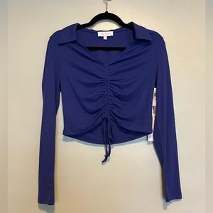 love & piece NWT Ruched Knit Cropped Long Sleeve Top